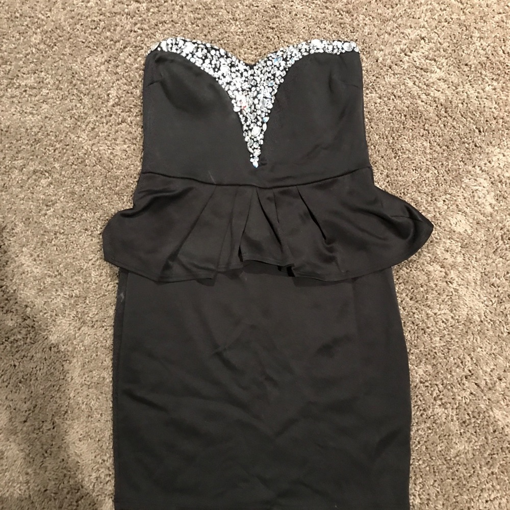 Black Gem Strapless Dress